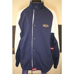 Vintage Nike XXL Track Jacket White & Navy Contrast Sleeves Full Zip Retro